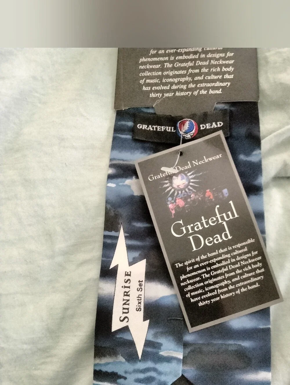 Grateful Dead Navy and White Lightning Tie